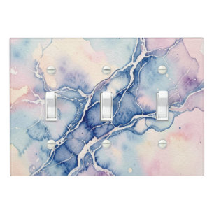Soft Watercolor Abstract Blue Pink Marble Agate Light Switch Cover