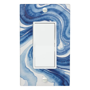Soft Watercolor Abstract Blue Pink Marble Agate Light Switch Cover