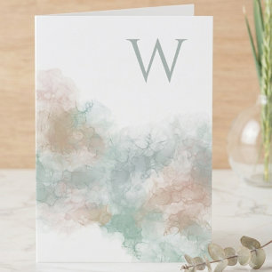 Soft Watercolor Abstract Initial Note Card