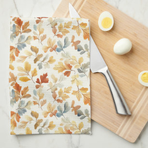 Soft Watercolor Autumn Leaves Kitchen Towel