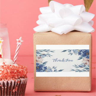 Soft Watercolor Blue Floral Rectangular Sticker