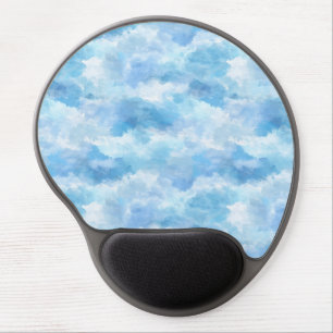 Soft Watercolor Blue Mist Sky Abstract Pattern Gel Mouse Pad