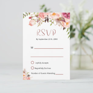 Soft Watercolor Blush Rose Garden Bloom RSVP Card