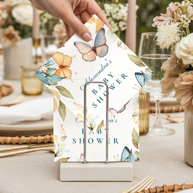 Soft Watercolor Butterfly Baby Shower Napkins (Creator Uploaded)