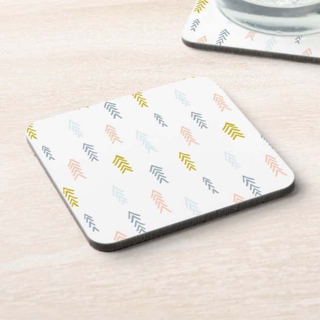 Soft Watercolor Chevron Pattern Beverage Coaster (Left Side)