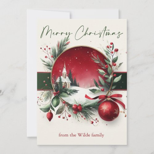 Soft Watercolor Church Christmas  Your Name  Invitation