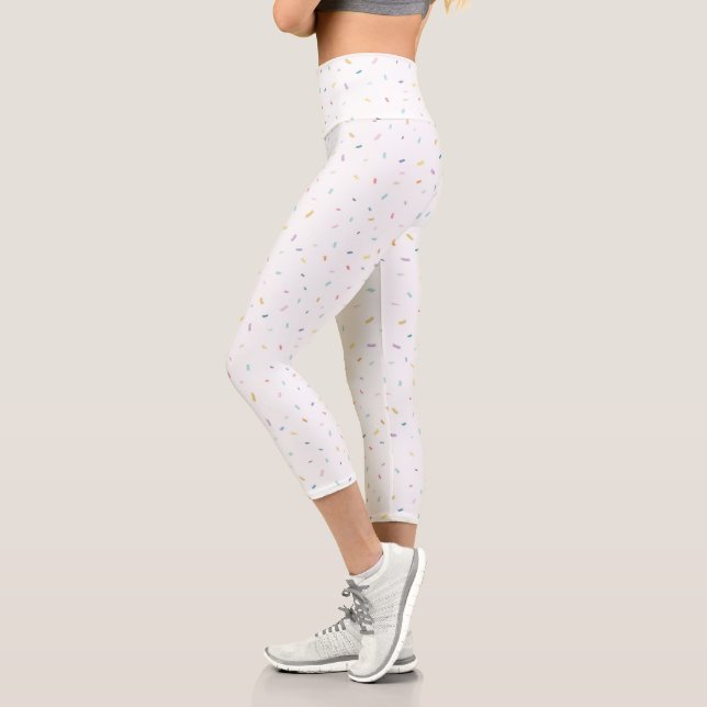 Soft Watercolor Confetti Pattern Capri Leggings (Left)