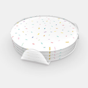 Soft Watercolor Confetti Pattern Coaster Set