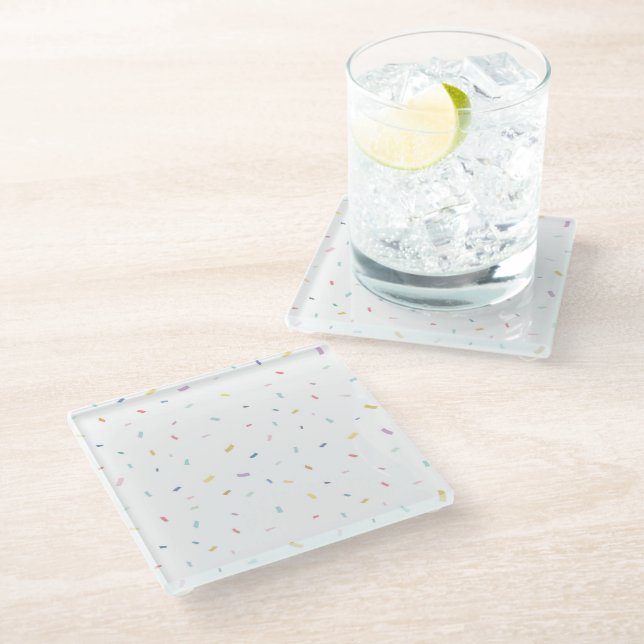 Soft Watercolor Confetti Pattern Glass Coaster (Angled)