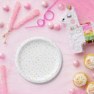Soft Watercolor Confetti Pattern Paper Plates