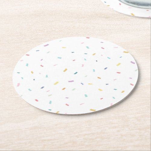 Soft Watercolor Confetti Pattern Round Paper Coaster