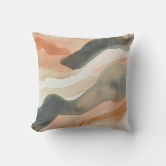 Soft Watercolor Desert Waves Throw Pillow