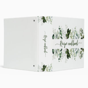 Soft Watercolor Eucalyptus Illustrations 3 Ring Binder