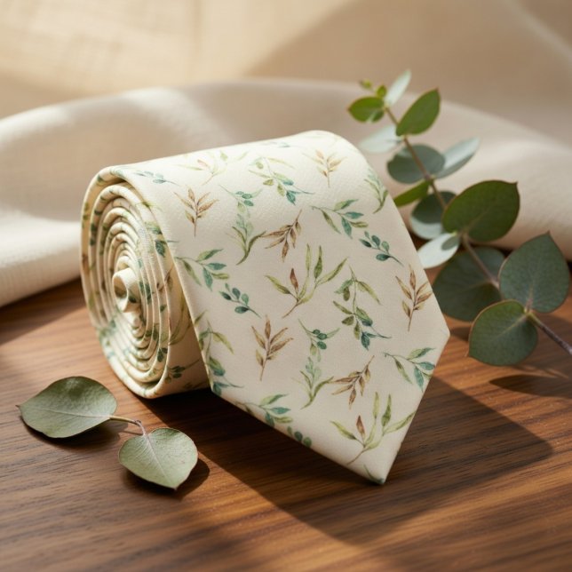 Soft Watercolor Eucalyptus  Neck Tie (Creator Uploaded)