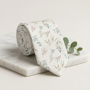 Soft Watercolor Eucalyptus  Neck Tie