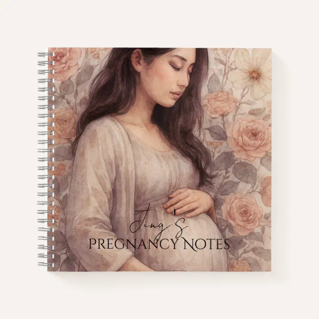 Soft Note Books Soft Watercolor Floral Asian Pregnancy Notes Notebook | Zazzle