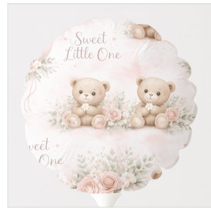 Soft Watercolor Floral Balloon blus bear