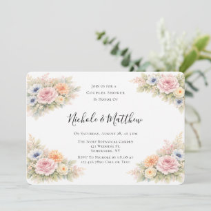 Soft Watercolor Floral Couples Shower Invitation