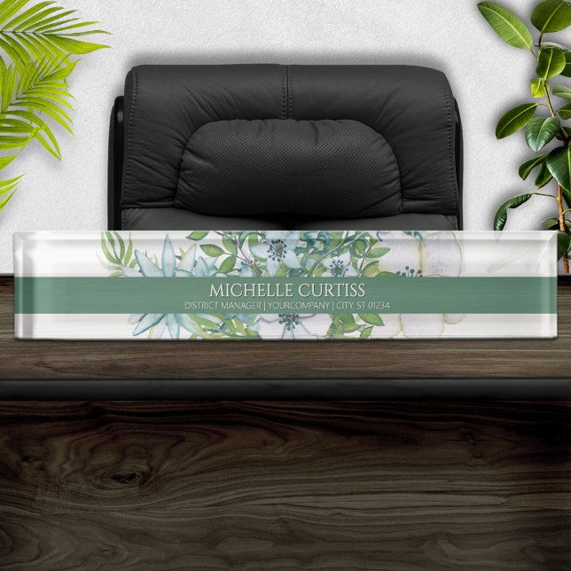 Soft Watercolor Floral Personalized Name Plate (Creator Uploaded)