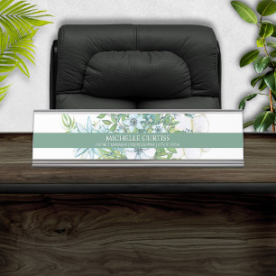 Soft Watercolor Floral Personalized Name Plate