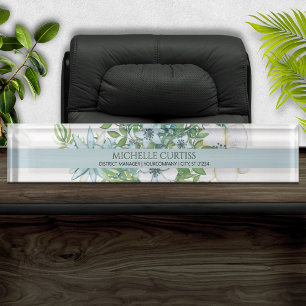 Soft Watercolor Floral Personalized Name Plate