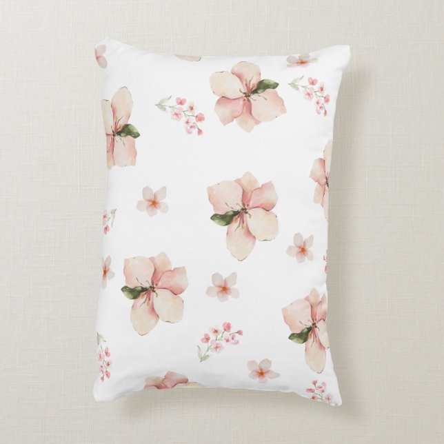 Soft Watercolor Floral Seamless Pattern Accent Pillow (Back(Vertical))
