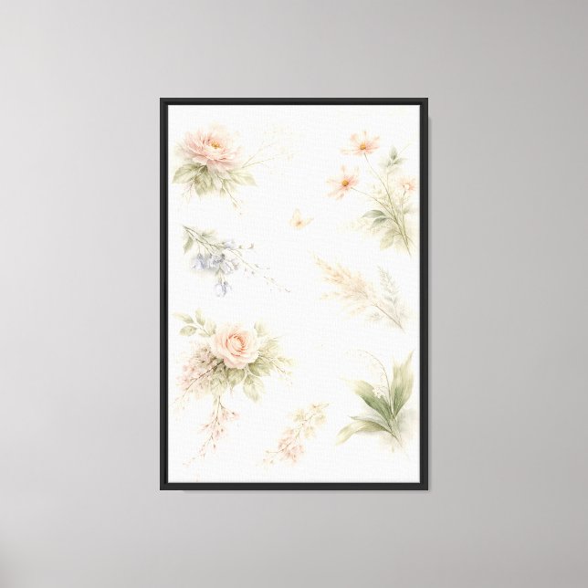 Soft Watercolor Floral Set Canvas Print (Front)