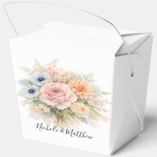 Soft Watercolor Floral Wedding Favor Boxes