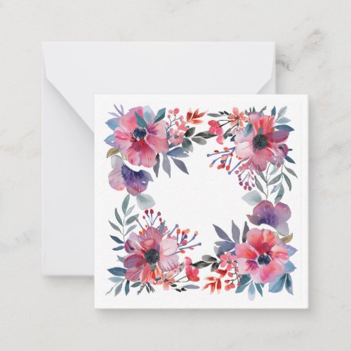 Soft Watercolor Floral Wreath Note Card