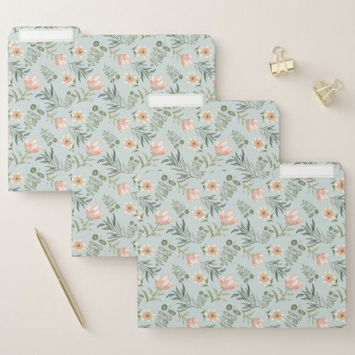 Soft watercolor flowers  leaves File Folder 