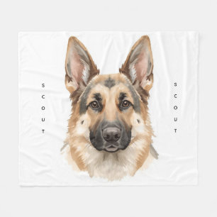 Soft Watercolor German Shepherd Face Cozy Fleece Blanket