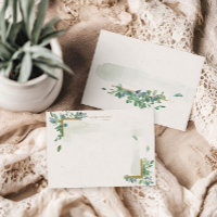 Soft Watercolor Gold Greenery Stationery Note Card