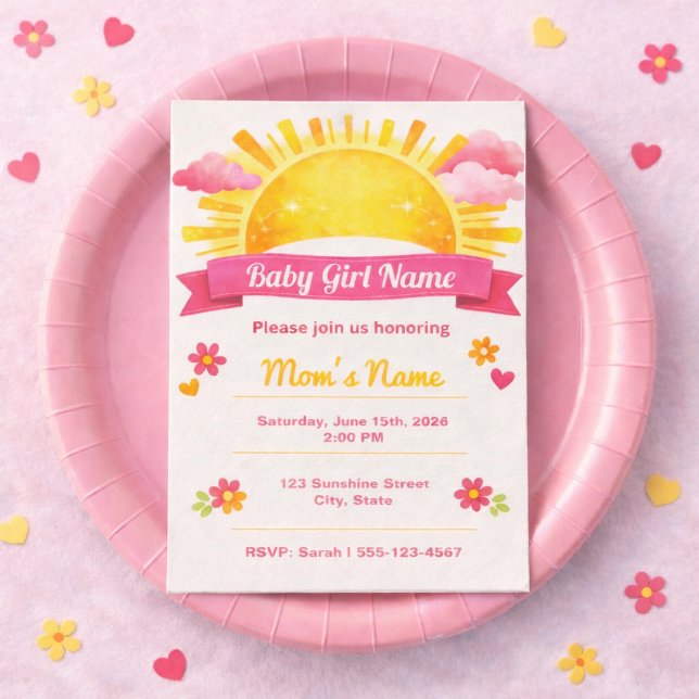 Soft Watercolor Golden Sun Girl Design Invitation (Creator Uploaded)