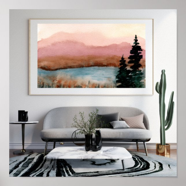 Soft Watercolor Landscape Wall Art – Modern Minima (Front)