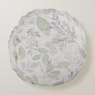 SOFT WATERCOLOR LEAF ROUND PILLOW