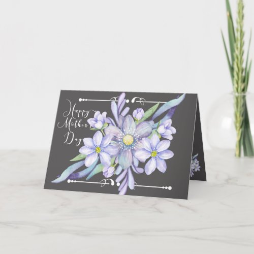 Soft Watercolor Lilac Clematis Mothers Day Thank You Card