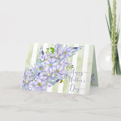 Soft Watercolor Lilac Clematis Mothers Day Thank You Card