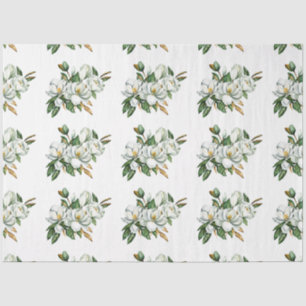 Soft Watercolor Magnolia Pattern Blue Tissue Paper