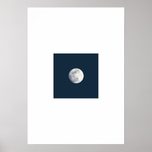 Soft Watercolor Moon Phase Poster - Deep Navy And