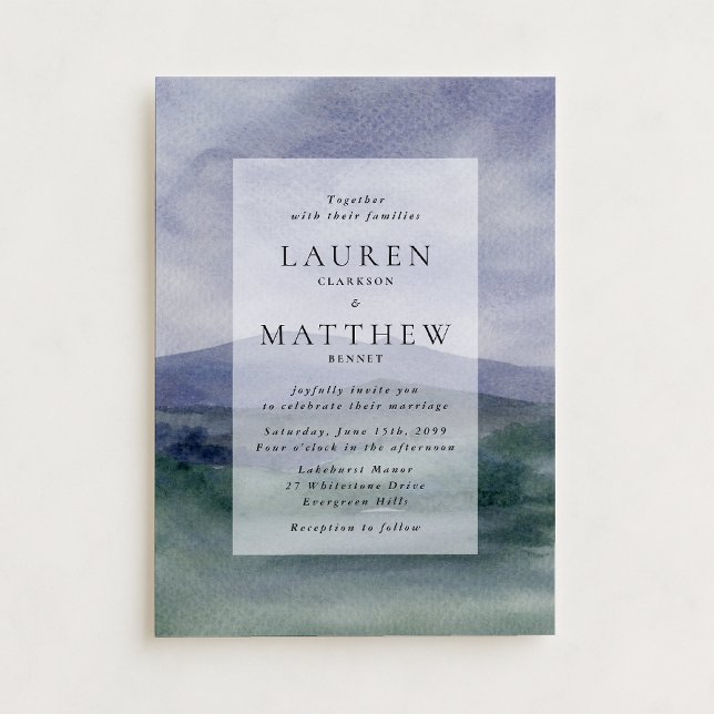 Soft Watercolor Mountain Landscape Wedding  Invitation (Creator Uploaded)
