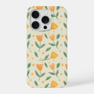 Soft Watercolor Orange Wildflower Seamless Pattern iPhone 15 Pro Case