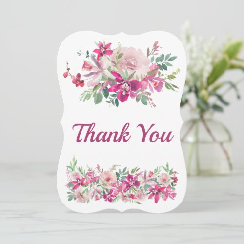 Soft Watercolor Orchids  Roses Floral Wedding  Thank You Card