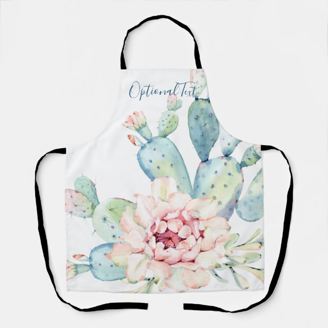 Soft Watercolor Pastel Blooming Cactus  Apron (Front)