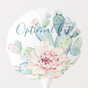 Soft Watercolor Pastel Blooming Cactus Balloon