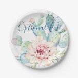 Soft Watercolor Pastel Blooming Cactus  Paper Plates