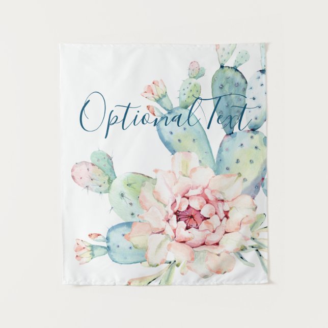 Soft Watercolor Pastel Blooming Cactus  Tapestry (Front)