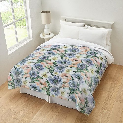 Soft watercolor pastel floral  duvet cover