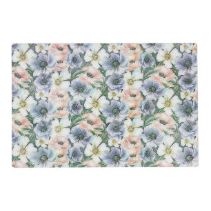 Soft watercolor pastel floral placemat