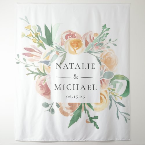 Soft Watercolor pastel Floral Spring Wedding Tapestry