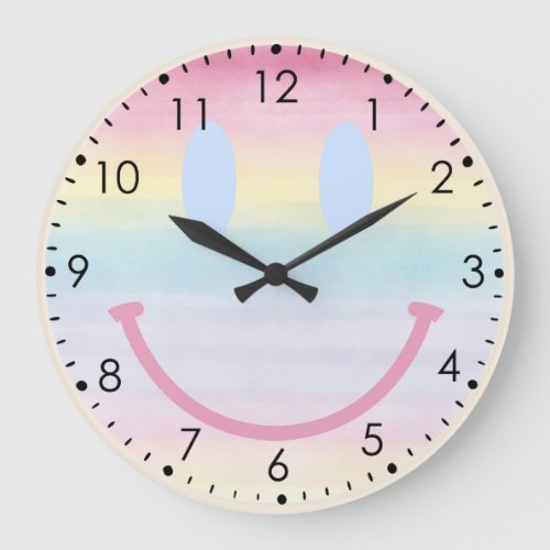 Soft Watercolor Pastel Rainbow Smile Wall Clock